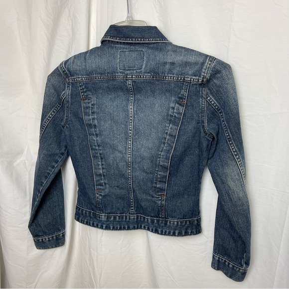 Guess Jean Denim Jacket Distressed Guess Patch 100% Cotton Layering Sz.Small - Picture 5 of 11